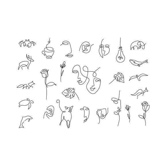 Continuous line tattoo designs