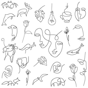 Stencils Continuous Lines Tattoo designs, Ready-to-use, Easy-to-apply, Simple, Easy, Minimalist, Small, Handpoke and Stick & Poke