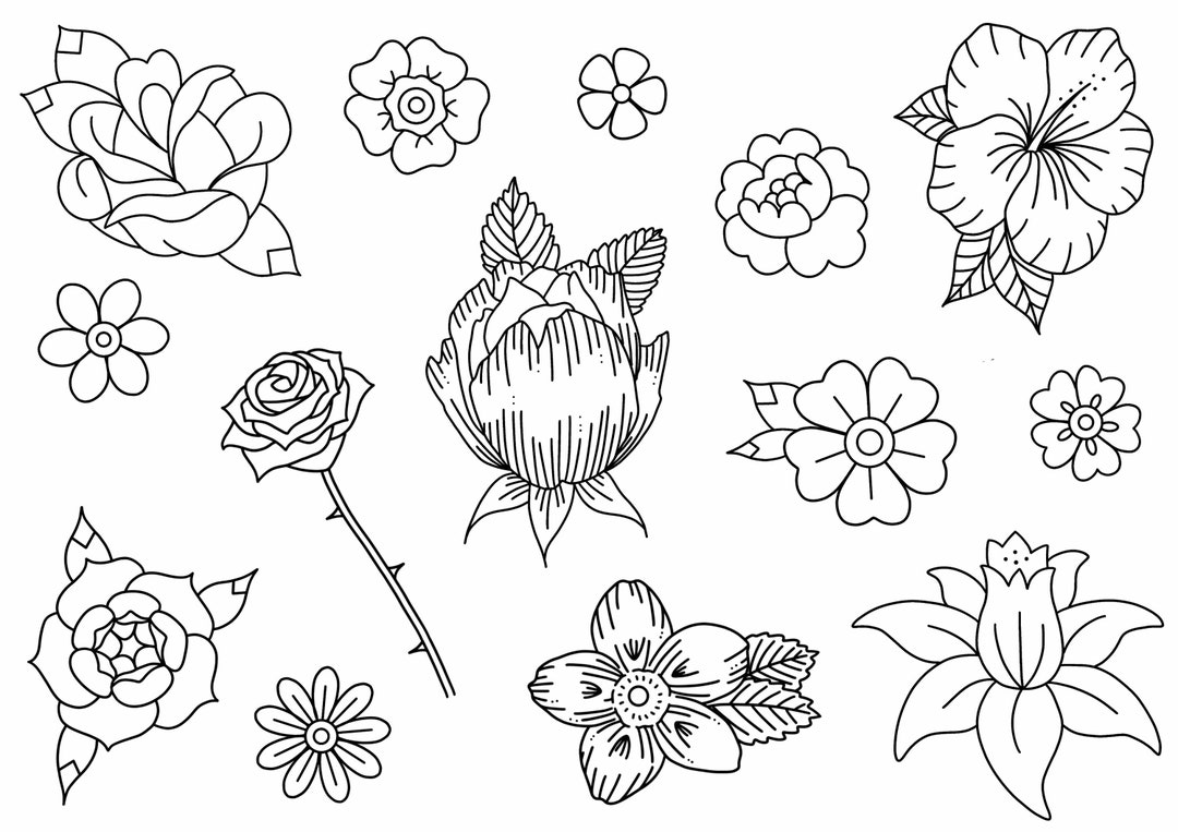 Stencils Flowers Tattoo Designs Ready-to-use, Easy-to-apply, Nature ...