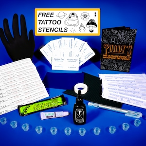 51 Item Traditional Handpoke Tattoo Kit, All-in-One Complete Stick & Poke Bundle, Professional Supplies, Ink, Needles, Stencil Paper, Vegan