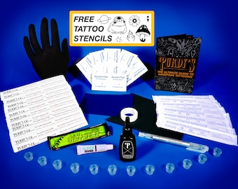 51 Item Traditional Handpoke Tattoo Kit, All-in-One Complete Stick & Poke Bundle, Professional Supplies, Ink, Needles, Stencil Paper, Vegan