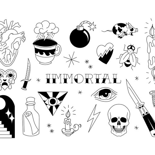 immortal ready to use tattoo stencils handpoke etsy