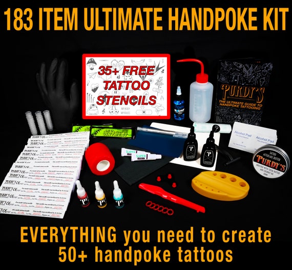 183 Item Ultimate Handpoke Tattoo Kit, All-in-one Complete Stick