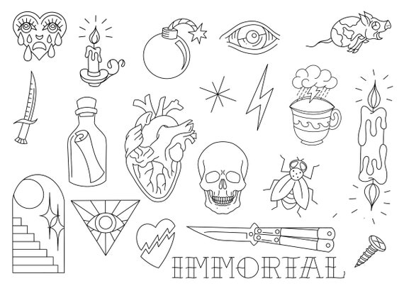 Stencils Tiny Tattoo Designs Ready-to-use Easy-to-apply