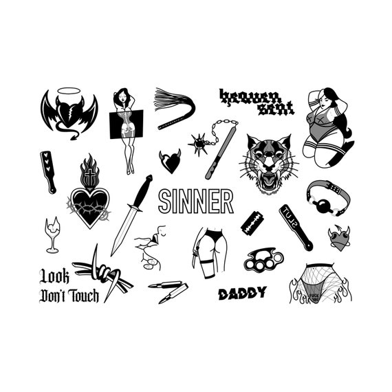 Sinner Ready-to-use Tattoo Stencils Handpoke - Etsy Sinner Ready-to-use Tattoo Stencils Handpoke - Etsy