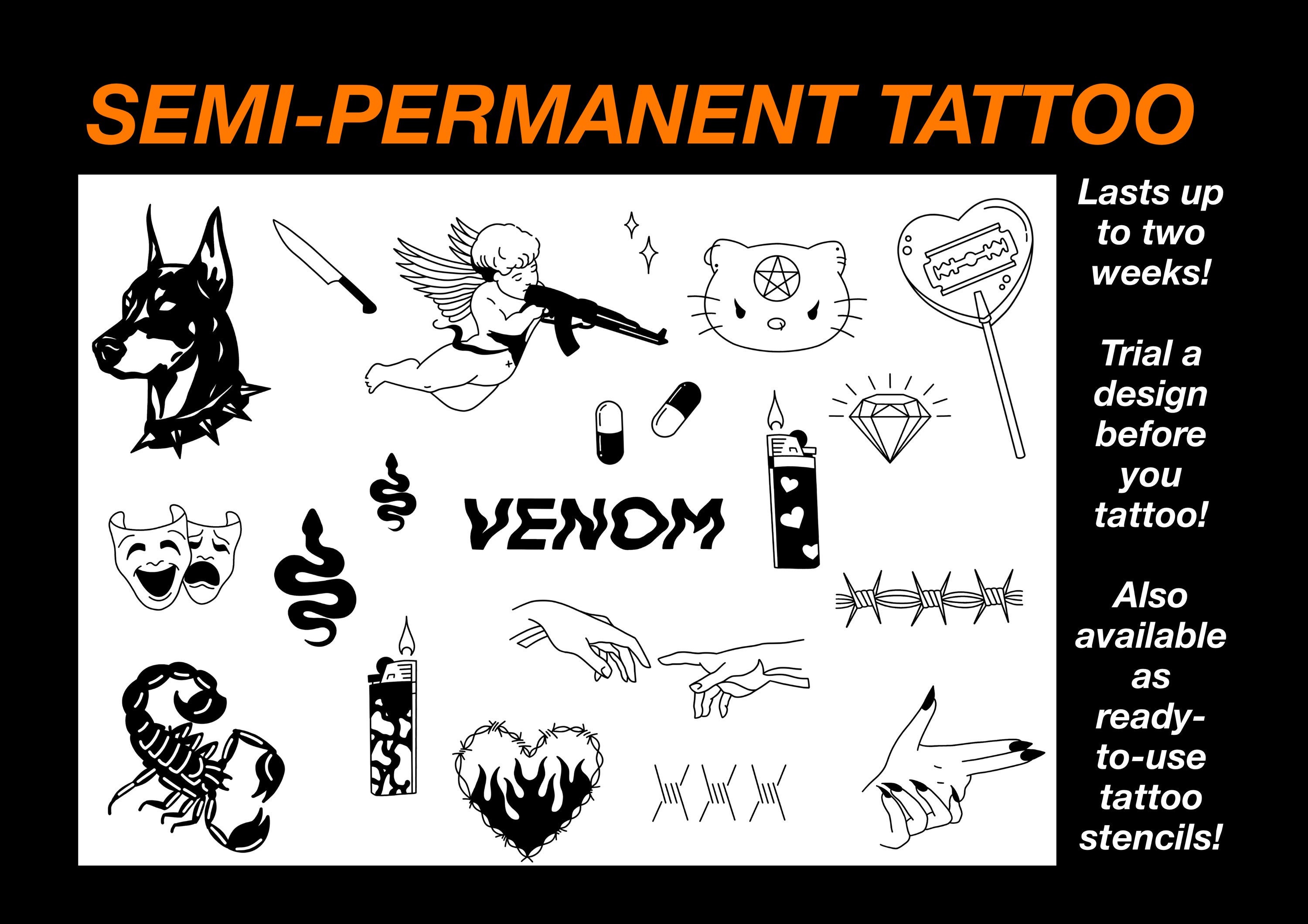 Pre-made Tattoo Stencils, Ready to Use Tattoo Stencils, Tattoo