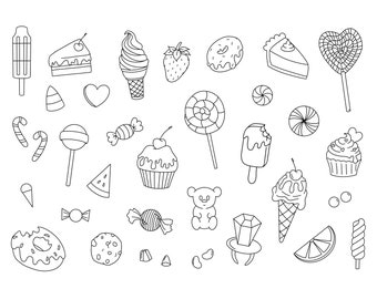 Stencils Candy Tattoo Designs, Ready-to-use, Easy-to-apply, Cute, Sweet, Simple, Easy, Food, Handpoke and Stick & Poke