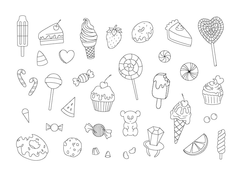 Stencils Candy Tattoo Designs, Ready-to-use, Easy-to-apply, Cute, Sweet, Simple, Easy, Food, Handpoke and Stick & Poke image 1