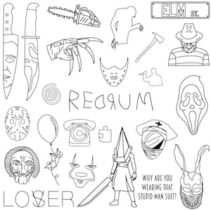 Stencils Horror Tattoo Designs, Ready-to-use, Easy-to-apply, Creepy Tattoo Design, Halloween Inspired Scary, Handpoke and Stick & Poke