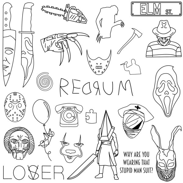 Stencils Horror Tattoo Designs, Ready-to-use, Easy-to-apply, Creepy Tattoo Design, Halloween Inspired Scary, Handpoke and Stick & Poke