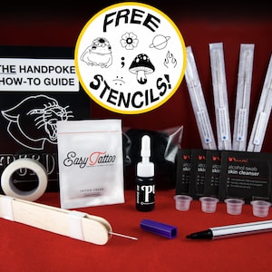 Medium Handpoke Tattoo Kit, All-in-One Complete Stick & Poke Bundle, Professional Supplies, Ink, Needles, Stencil Marker, Vegan