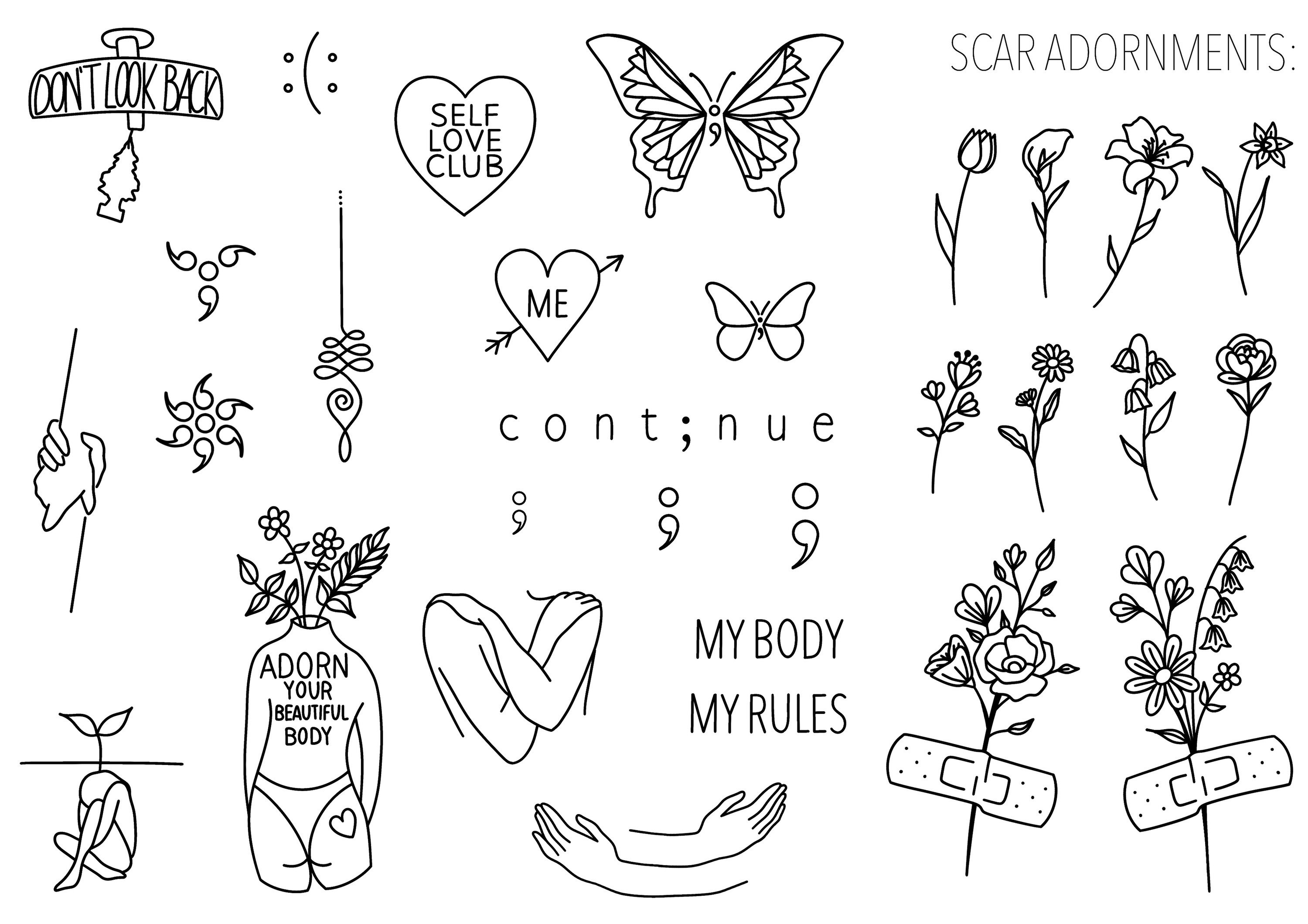 SH Prevention Ready-to-use Tattoo Stencils Handpoke - Etsy