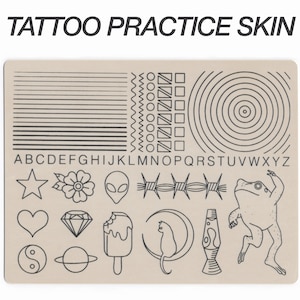 Pre-Printed Tattoo Practice Skin for Beginners, Apprentices and Professionals, Practice Pad, Tattooing Training Skin, Handpoke Supplies