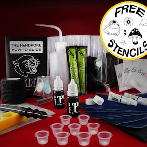 Ultimate Handpoke Tattoo Kit, All-in-One Complete Stick & Poke Bundle, Professional Supplies, Ink, Needles, Stencil Paper, Vegan