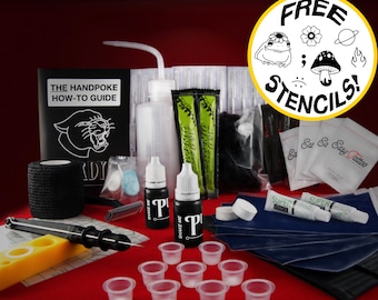 Complete Handpoke Tattoo Kit, Purdy's Ink, Needles, Stencils