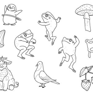 Stencils Frogs + Friends Tattoo Designs Ready-to-use, Easy-to-apply, Gay, Cow, Mushroom, Handpoke and Stick & Poke