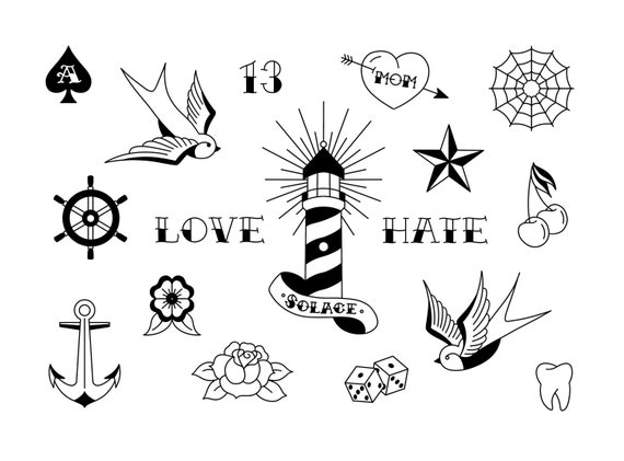 Traditional Ready-to-use Tattoo Stencils - Etsy