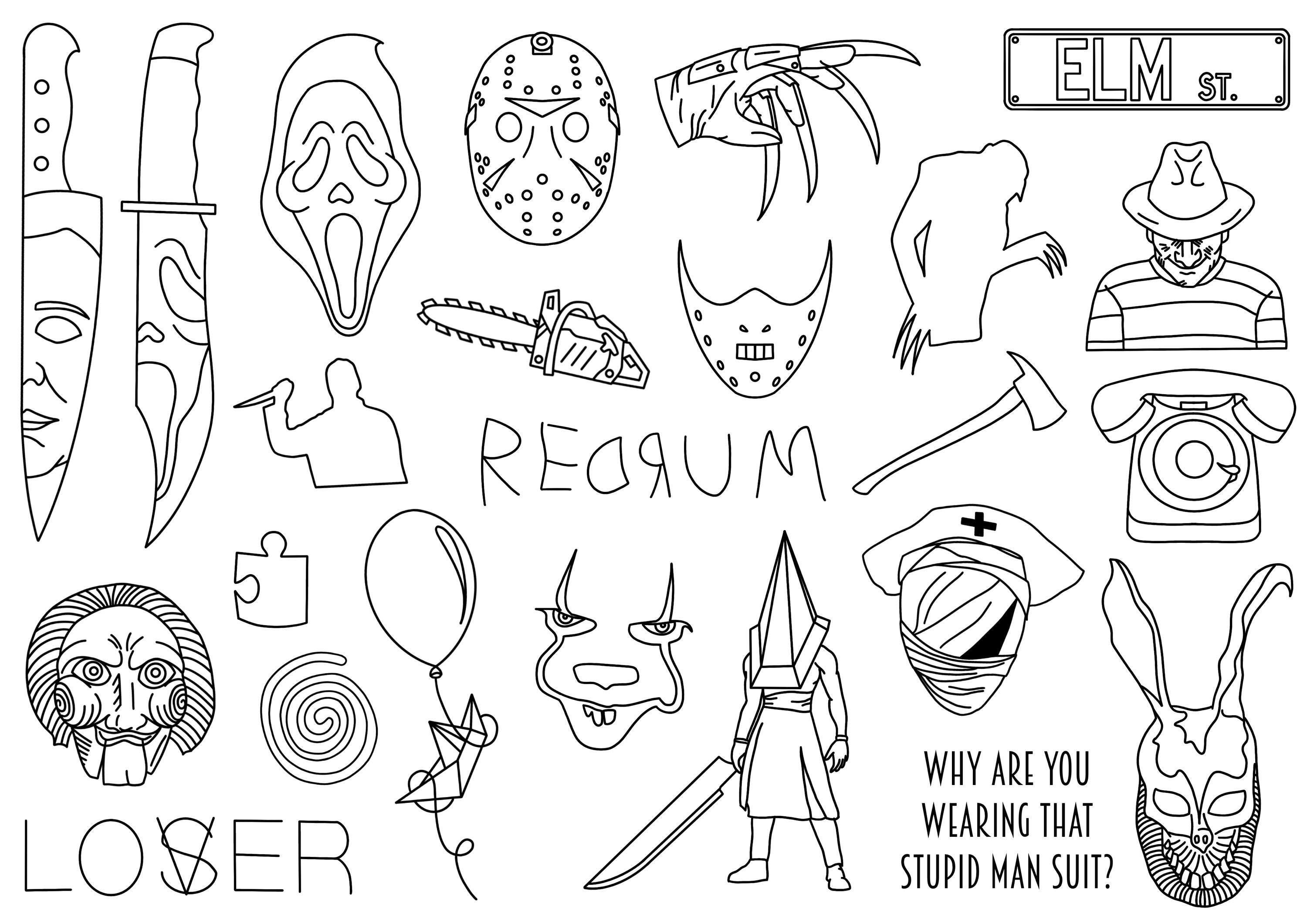Stencils Horror Tattoo Designs Ready-to-use Easy-to-apply - Etsy