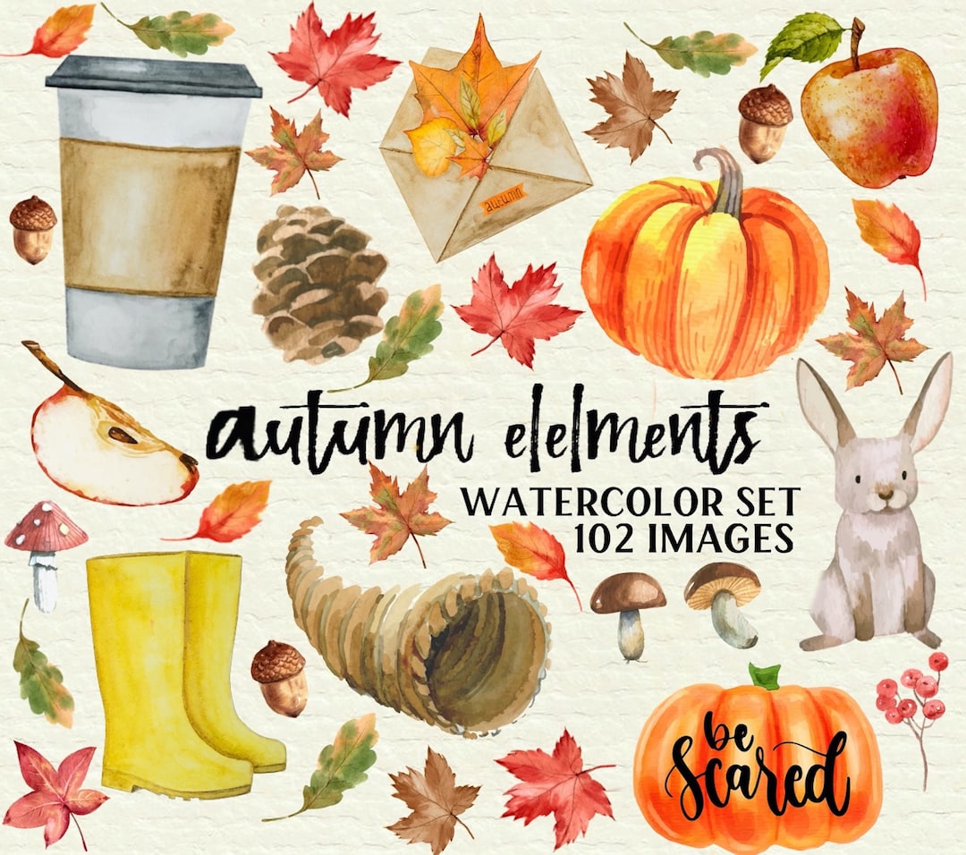 Autumn Watercolor Clipart Fall Svg Svg Files for Cricut - Etsy