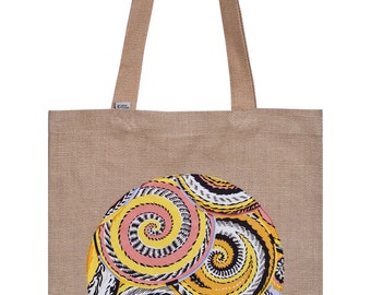 Yellow Paisley Pattern on Linen Tote Bag | Shoulder Bag | Shopping Bag | Beach Bag | Vegan Bag | Gift for Her | Natural Bag