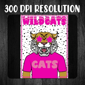 Wildcats Preppy Mascot Pink & Blue/White Png