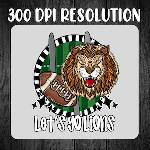 Lions Mascot PNG: Preppy School Spirit Design (Digital Download