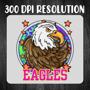 Eagles Mascot PNG: Preppy Coquette Neon Design (Digital Download)