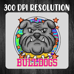 Preppy Bulldogs Mascot PNG: Neon Coquette Design (Digital Download)