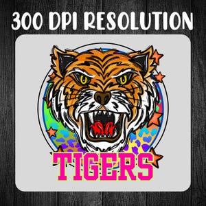 Tigers Preppy Mascot Png Preppy coquette neon Tigers Png