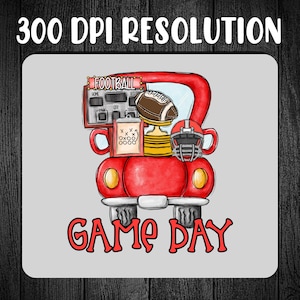 Football Game Day Truck Hand-drawn Red PNG