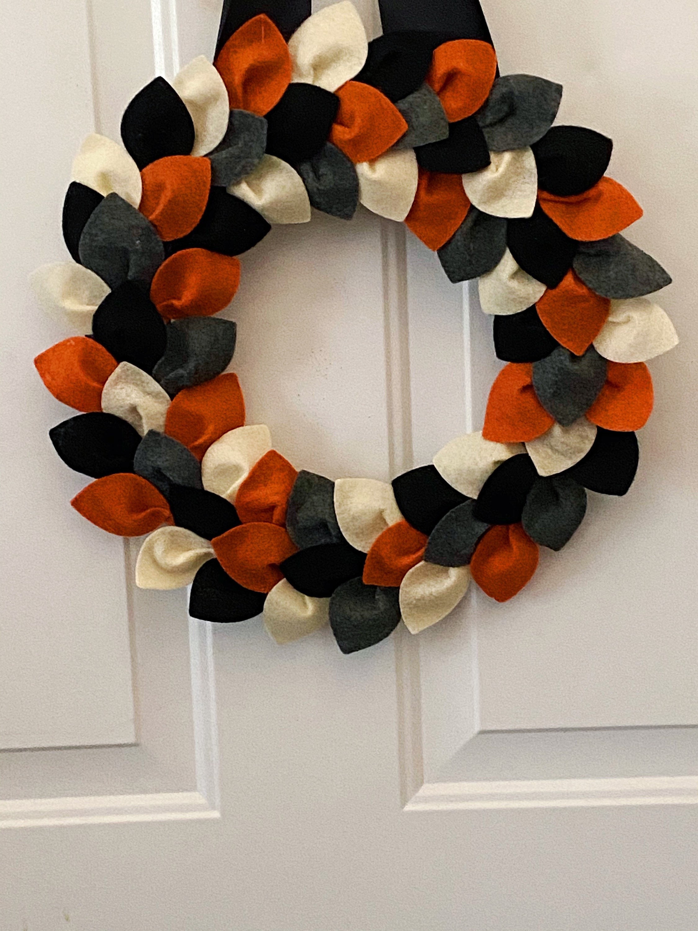 Fall Felt Wreath Multi Pumpkin and Smoke Etsy