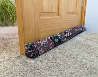 Draught Excluder Triangular® | Moroccan Woven Tapestry | Heavy, Hookable | Custom Lengths | UK Draft Stopper