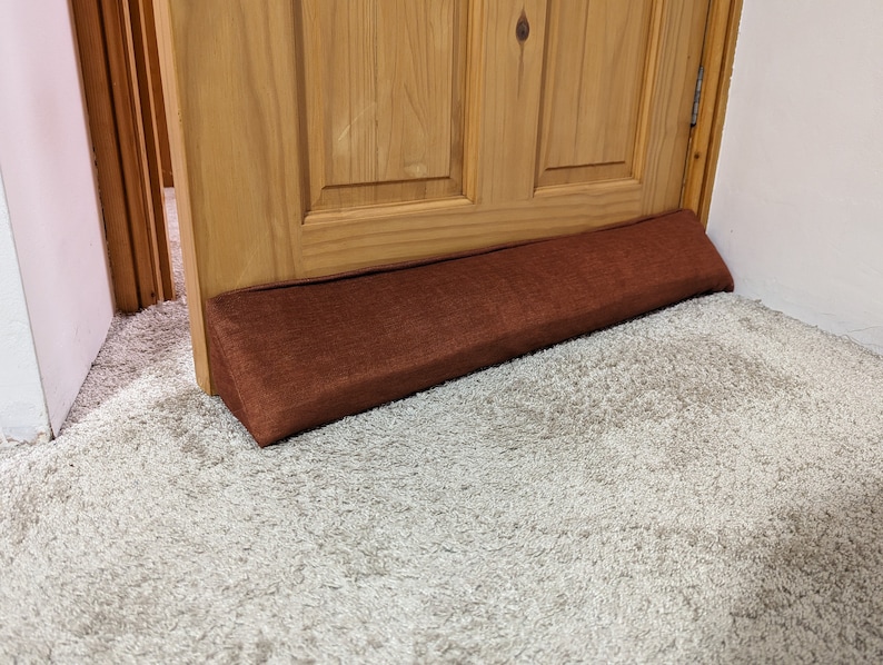Draught Excluder XL Triangular® Heavy, Hookable Selection of Fabrics Draft Stopper UK Suede - Chocolate