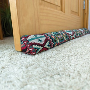 Draught Excluder Triangular® | Indian Woven Tapestry | Heavy, Hookable | Custom Lengths | UK Draft Stopper