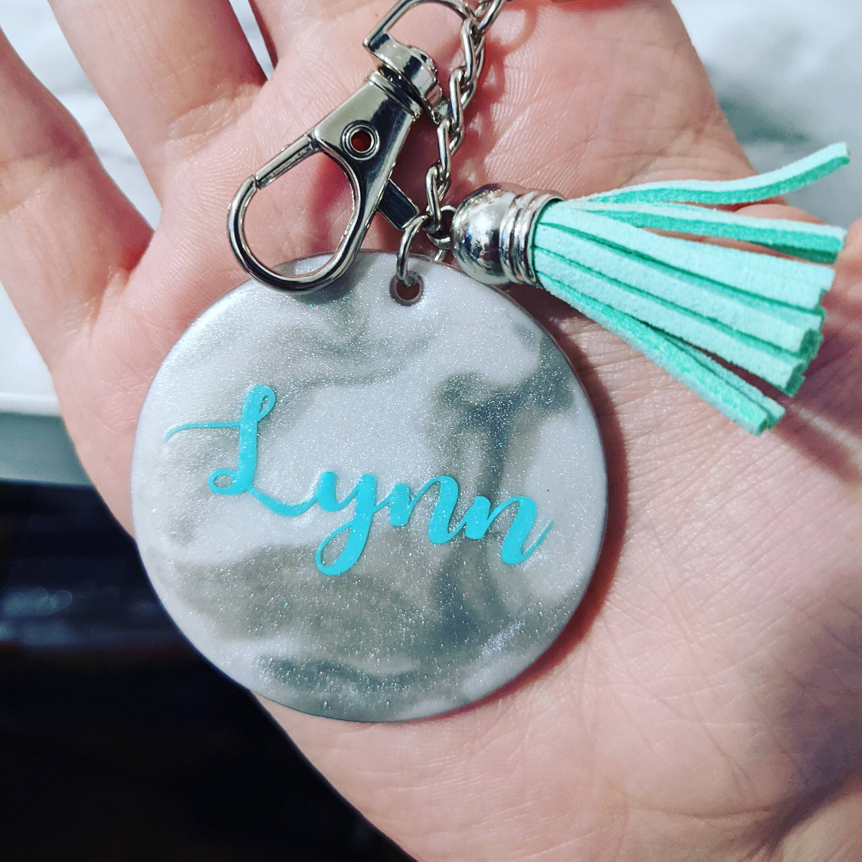 Personalized marble resin keychain Etsy