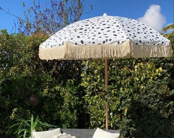 Parapluie Boho Parasol : Dalmation Mono Noir et Blanc Imprimé Sun Garden Parasol