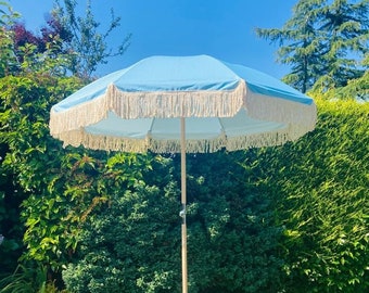 Parapluie Parasol Boho : Parasol de jardin soleil bleu poudré