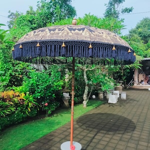 Handmade Balinese Collection Authentic Boho Style Sun Garden Parasol Black