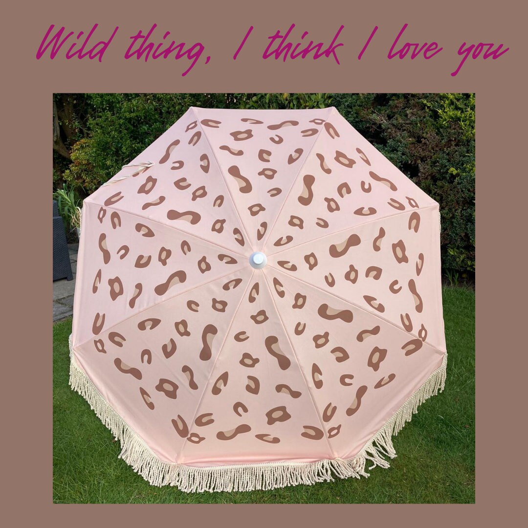Boho Parasol Umbrella Wonky Leopard Animal Print Sun Garden Parasol