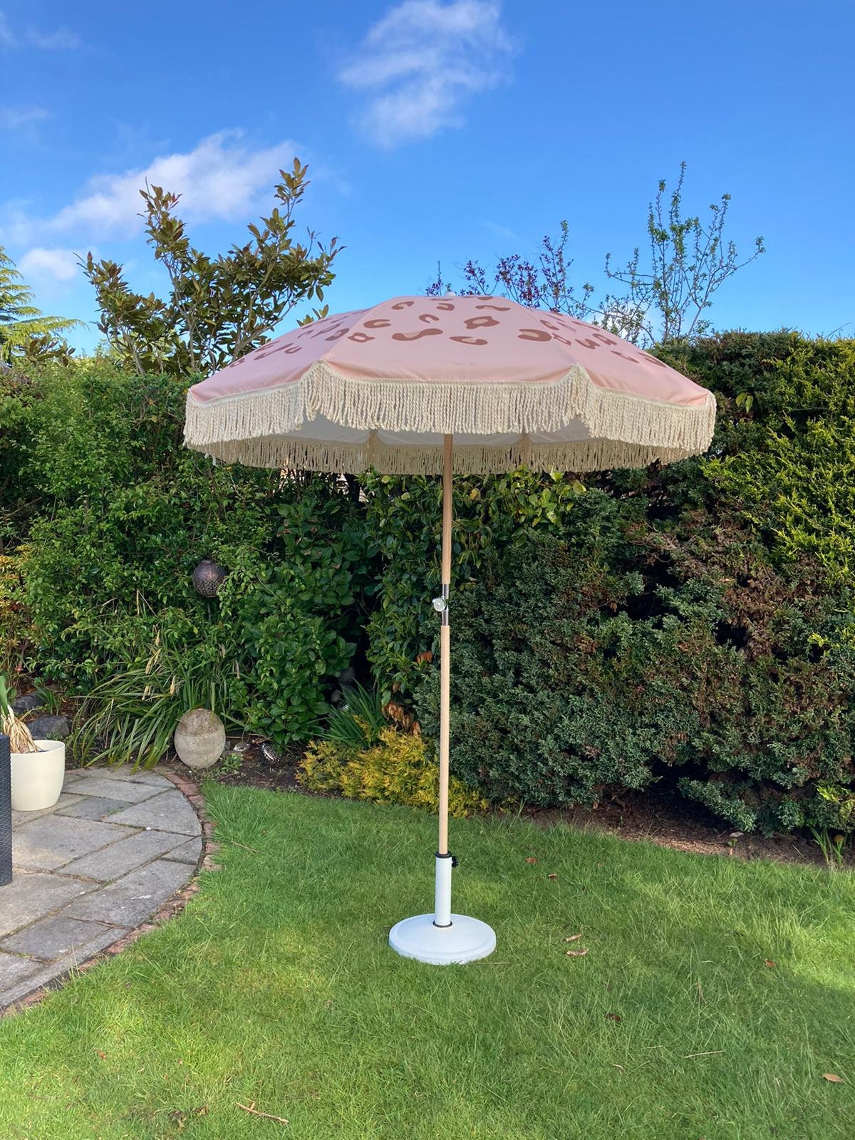 Boho Parasol Umbrella Wonky Leopard Animal Print Sun Garden Parasol