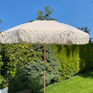 Ombrellone Boho: ombrellone da giardino Sun a strisce beige e bianche