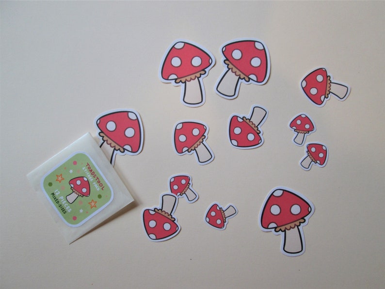 12 or 24 Pieces Toadstool Sticker Pack