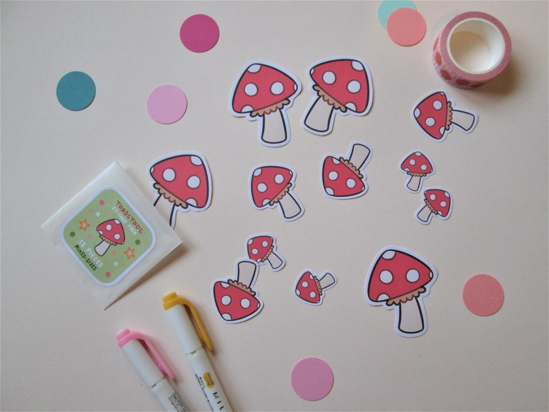 12 or 24 Pieces Toadstool Sticker Pack