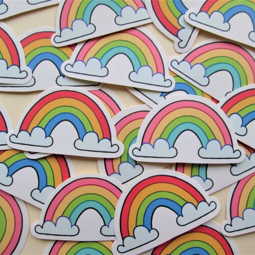 Rainbow Sticker Watercolor Sticker Watercolor Rainbow Etsy