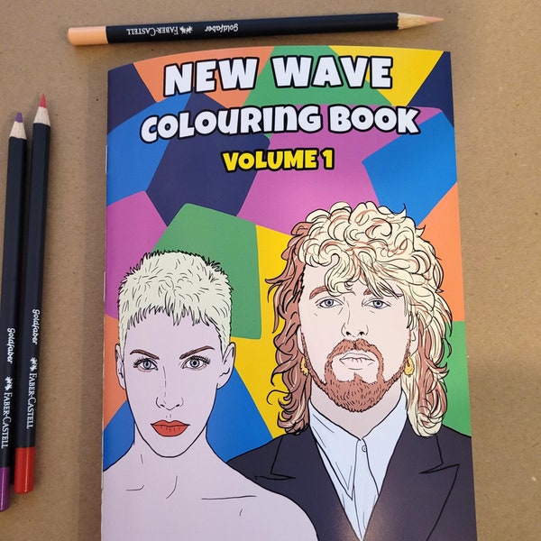 New Wave Colouring Book, adult colouring book, gift for new wave music fan, activity book, birthday gift, 80s music colouring book