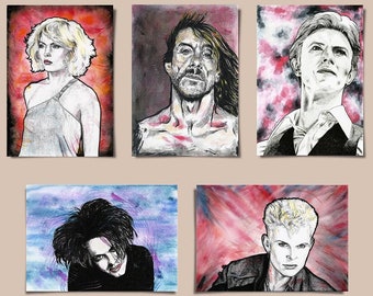 Cartões postais de música alternativa new wave, conjunto de 5, cartão postal de música, música dos anos 80, música dos anos 70, presente para fãs de música, pós punk