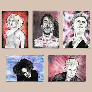 Cartes postales de musique alternative nouvelle vague, lot de 5, carte postale musicale, musique des années 80, musique des années 70, cadeau pour fan de musique, post punk