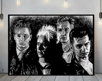 DM inspired art print unframed, Depeche Mode Poster, new wave Wall Art, Martin Gore, Dave Gahan, Andy Fletcher fan gift, Depeche Mode