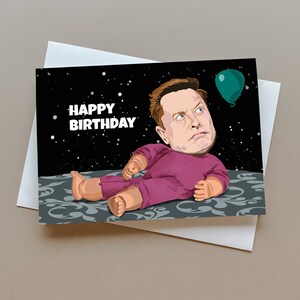 面白いイーロン・マスクの誕生日カード、奇妙な誕生日カード、グリーティングカード、面白い誕生日カード、SpaceX カード、オタクの誕生日カード、イーロン・マスクの漫画