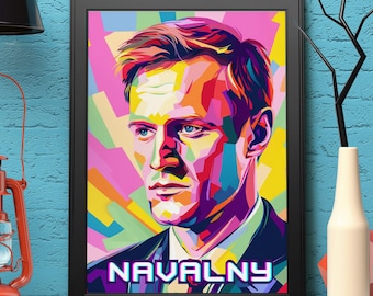 Alexei Navalny wall art, unframed, pop art style portrait, Navalny poster